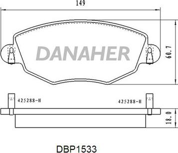 Danaher DBP1533 - Гальмівні колодки, дискові гальма autozip.com.ua