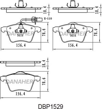 Danaher DBP1529 - Гальмівні колодки, дискові гальма autozip.com.ua