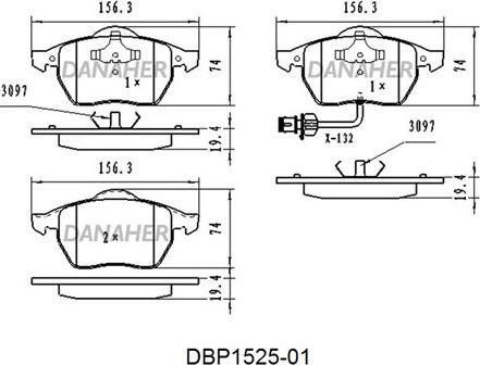 Danaher DBP1525-01 - Гальмівні колодки, дискові гальма autozip.com.ua