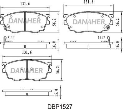 Danaher DBP1527 - Гальмівні колодки, дискові гальма autozip.com.ua