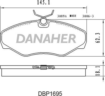 Danaher DBP1695 - Гальмівні колодки, дискові гальма autozip.com.ua