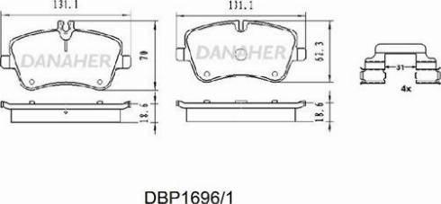 Danaher DBP1696/1 - Гальмівні колодки, дискові гальма autozip.com.ua