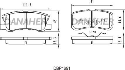 Danaher DBP1691 - Гальмівні колодки, дискові гальма autozip.com.ua