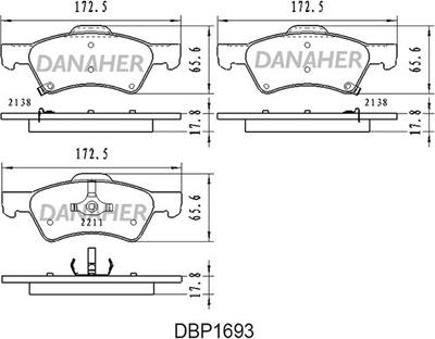Danaher DBP1693 - Гальмівні колодки, дискові гальма autozip.com.ua