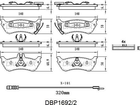 Danaher DBP1692/2 - Гальмівні колодки, дискові гальма autozip.com.ua