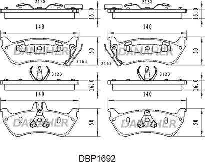 Danaher DBP1692 - Гальмівні колодки, дискові гальма autozip.com.ua