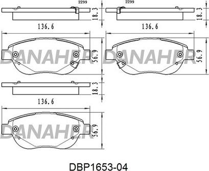 Danaher DBP1653-04 - Гальмівні колодки, дискові гальма autozip.com.ua