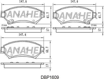 Danaher DBP1609 - Гальмівні колодки, дискові гальма autozip.com.ua