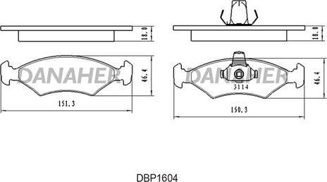 Danaher DBP1604 - Гальмівні колодки, дискові гальма autozip.com.ua