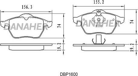 Danaher DBP1600 - Гальмівні колодки, дискові гальма autozip.com.ua