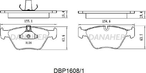 Danaher DBP1608/1 - Гальмівні колодки, дискові гальма autozip.com.ua
