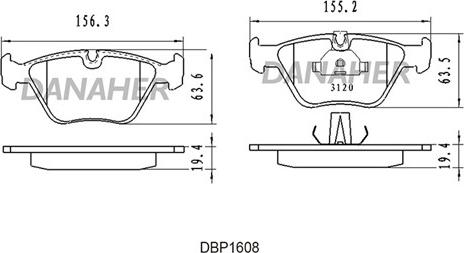 Danaher DBP1608 - Гальмівні колодки, дискові гальма autozip.com.ua