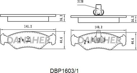 Danaher DBP1603/1 - Гальмівні колодки, дискові гальма autozip.com.ua