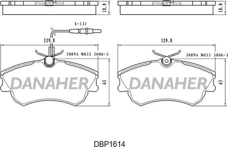 Danaher DBP1614 - Гальмівні колодки, дискові гальма autozip.com.ua