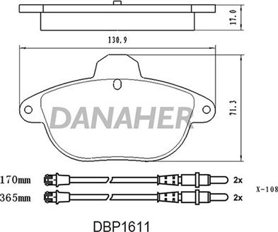Danaher DBP1611 - Гальмівні колодки, дискові гальма autozip.com.ua