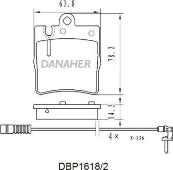 Danaher DBP1618/2 - Гальмівні колодки, дискові гальма autozip.com.ua