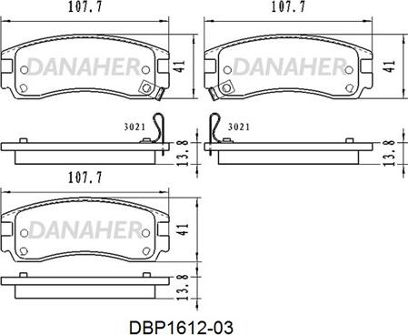 Danaher DBP1612-03 - Гальмівні колодки, дискові гальма autozip.com.ua