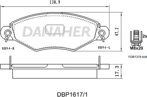 Danaher DBP1617/1 - Гальмівні колодки, дискові гальма autozip.com.ua