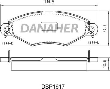 Danaher DBP1617 - Гальмівні колодки, дискові гальма autozip.com.ua