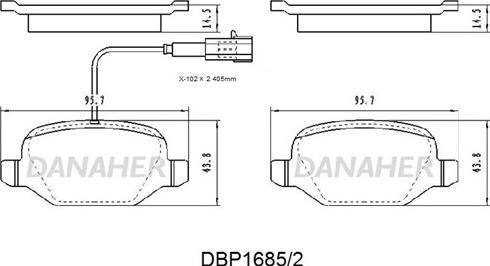 Danaher DBP1685/2 - Гальмівні колодки, дискові гальма autozip.com.ua