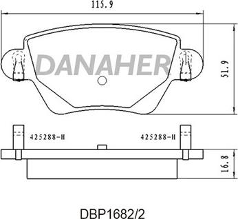 Danaher DBP1682/2 - Гальмівні колодки, дискові гальма autozip.com.ua