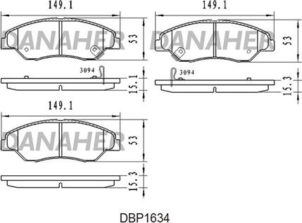 Danaher DBP1634 - Гальмівні колодки, дискові гальма autozip.com.ua