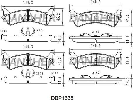 Danaher DBP1635 - Гальмівні колодки, дискові гальма autozip.com.ua
