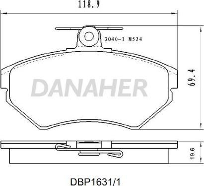 Danaher DBP1631/1 - Гальмівні колодки, дискові гальма autozip.com.ua