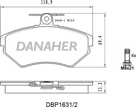 Danaher DBP1631/2 - Гальмівні колодки, дискові гальма autozip.com.ua