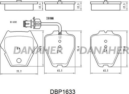 Danaher DBP1633 - Гальмівні колодки, дискові гальма autozip.com.ua