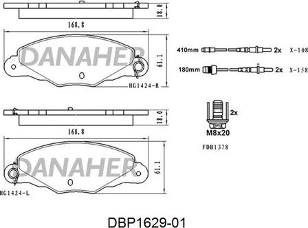 Danaher DBP1629-01 - Гальмівні колодки, дискові гальма autozip.com.ua
