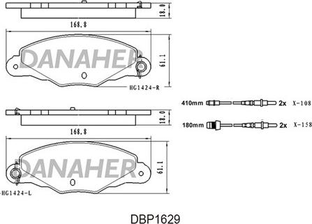 Danaher DBP1629 - Гальмівні колодки, дискові гальма autozip.com.ua