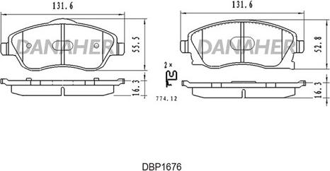 Danaher DBP1676 - Гальмівні колодки, дискові гальма autozip.com.ua