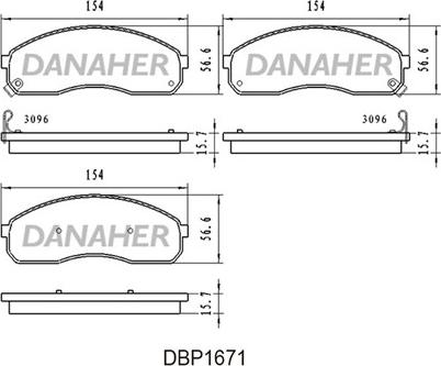 Danaher DBP1671 - Гальмівні колодки, дискові гальма autozip.com.ua