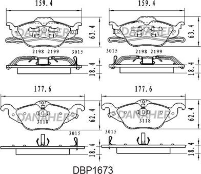 Danaher DBP1673 - Гальмівні колодки, дискові гальма autozip.com.ua