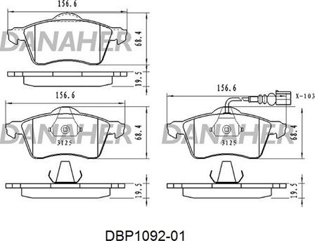 Danaher DBP1092-01 - Гальмівні колодки, дискові гальма autozip.com.ua