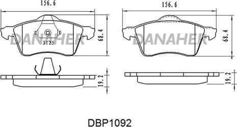 Danaher DBP1092 - Гальмівні колодки, дискові гальма autozip.com.ua