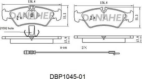 Danaher DBP1045-01 - Гальмівні колодки, дискові гальма autozip.com.ua