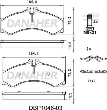 Danaher DBP1046-03 - Гальмівні колодки, дискові гальма autozip.com.ua