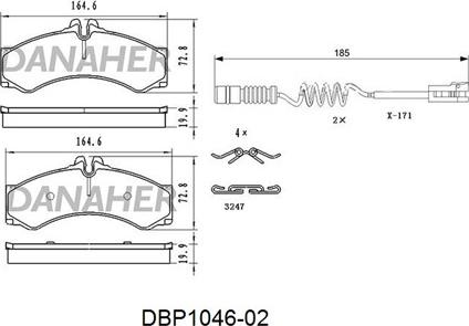 Danaher DBP1046-02 - Гальмівні колодки, дискові гальма autozip.com.ua