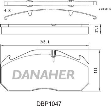 Danaher DBP1047 - Гальмівні колодки, дискові гальма autozip.com.ua