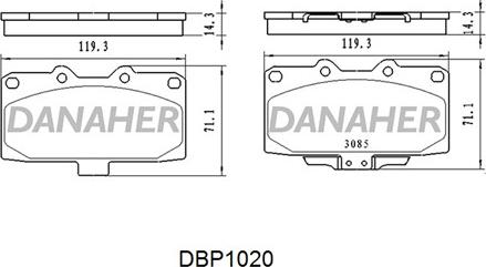 Danaher DBP1020 - Гальмівні колодки, дискові гальма autozip.com.ua
