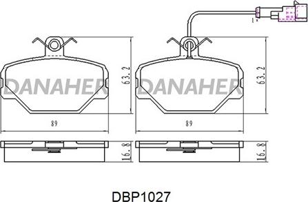Danaher DBP1027 - Гальмівні колодки, дискові гальма autozip.com.ua