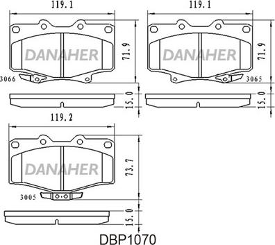 Danaher DBP1070 - Гальмівні колодки, дискові гальма autozip.com.ua