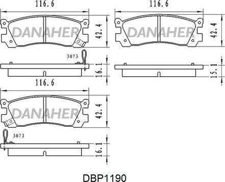 Danaher DBP1190 - Гальмівні колодки, дискові гальма autozip.com.ua