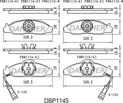 Danaher DBP1145 - Гальмівні колодки, дискові гальма autozip.com.ua