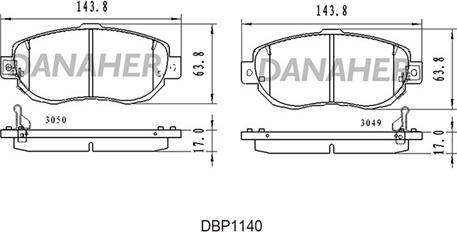 Danaher DBP1140 - Гальмівні колодки, дискові гальма autozip.com.ua