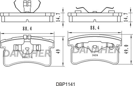 Danaher DBP1141 - Гальмівні колодки, дискові гальма autozip.com.ua