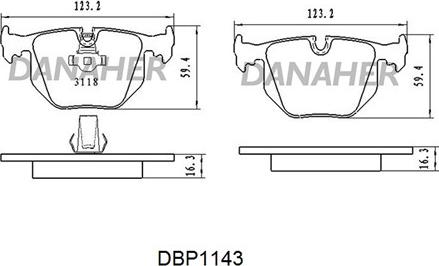 Danaher DBP1143 - Гальмівні колодки, дискові гальма autozip.com.ua