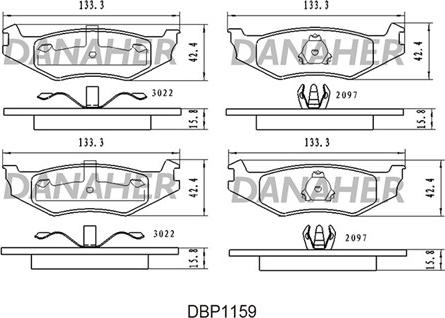 Danaher DBP1159 - Гальмівні колодки, дискові гальма autozip.com.ua